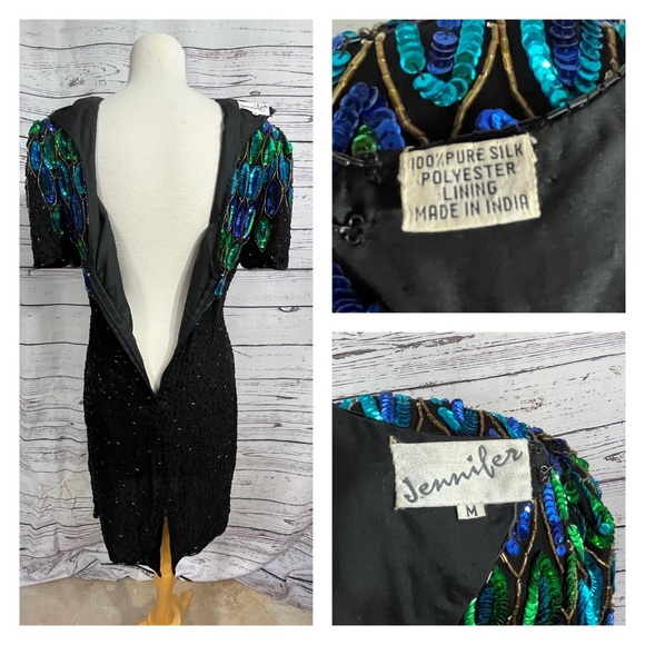 Amazing! Vintage Beaded and Sequin Silk Dress by Jennifer - Picture 5 of 17
